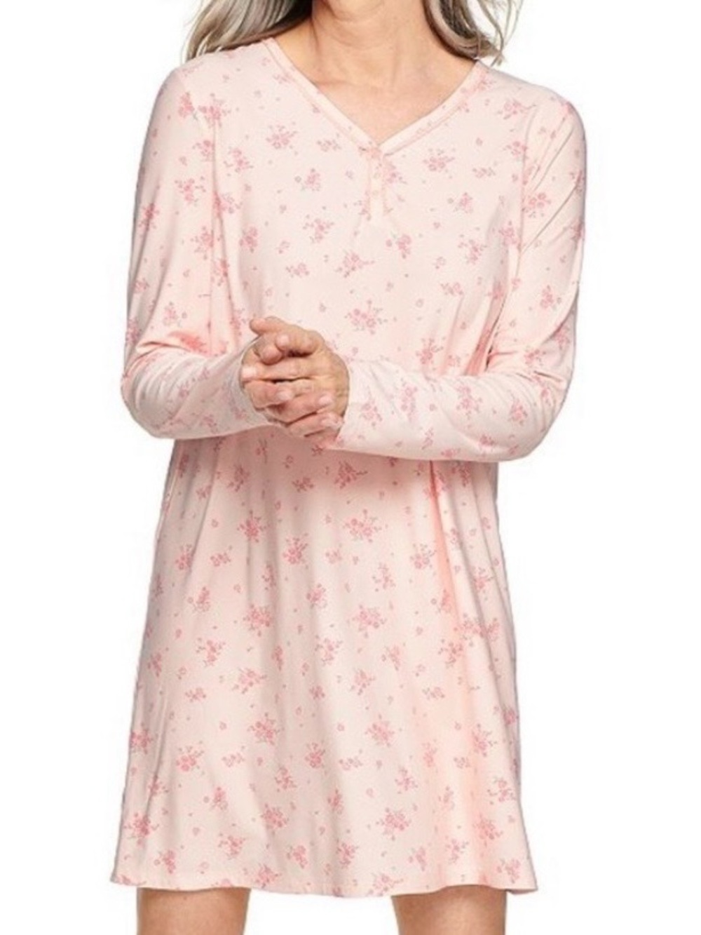 CROFT & BARROW, Women’s Long Sleeve Pink Floral Sleepshirt, Size Medium